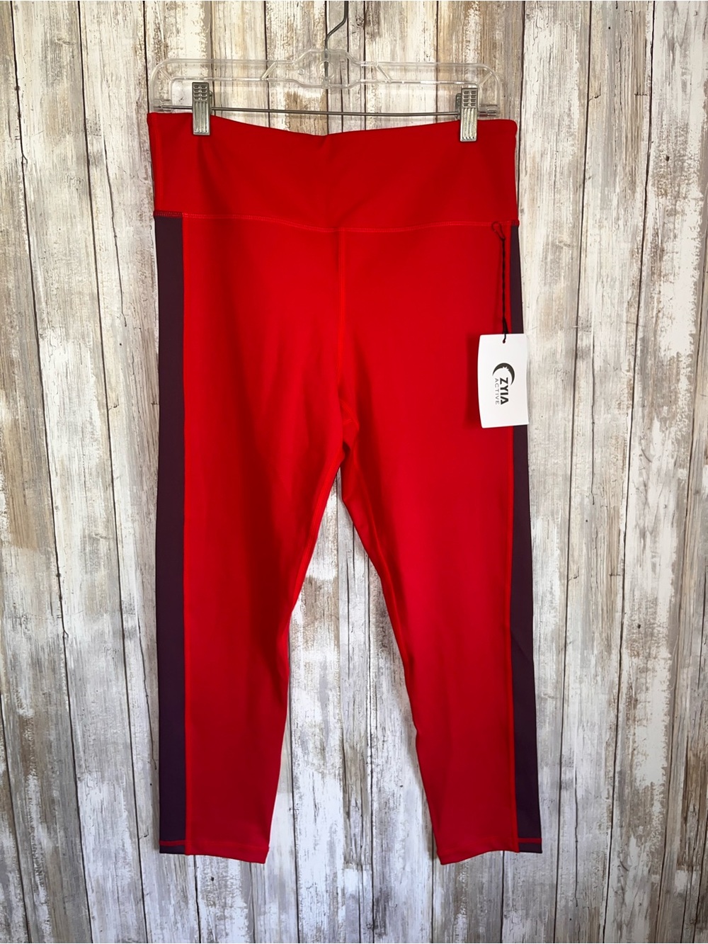 NWT ZYIA Red Royalty Stripe Light n Tight Hi Rise Leggings 14-16 - Picture 2 of 8